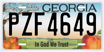 GA license plate PZF4649