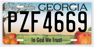 GA license plate PZF4669