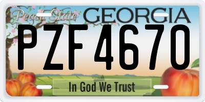 GA license plate PZF4670