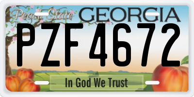 GA license plate PZF4672