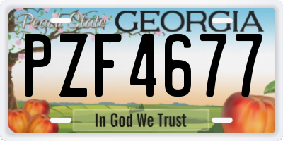 GA license plate PZF4677