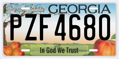 GA license plate PZF4680