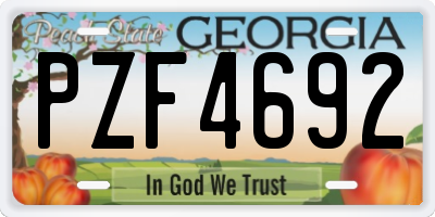 GA license plate PZF4692