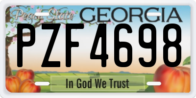 GA license plate PZF4698