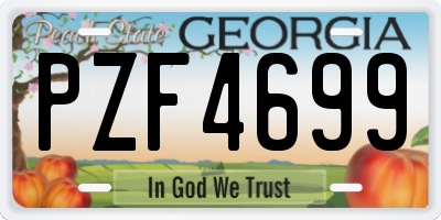 GA license plate PZF4699