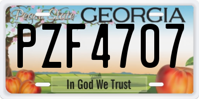 GA license plate PZF4707