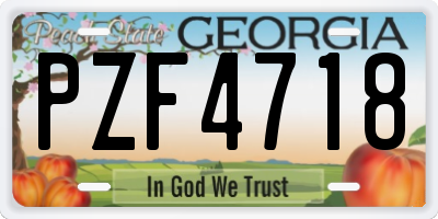 GA license plate PZF4718