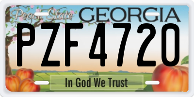 GA license plate PZF4720