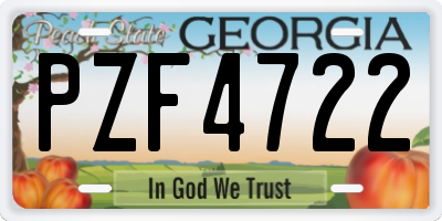 GA license plate PZF4722