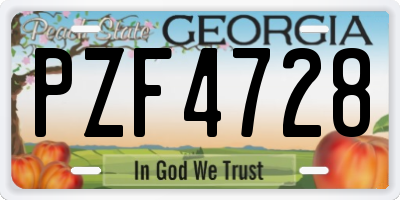 GA license plate PZF4728