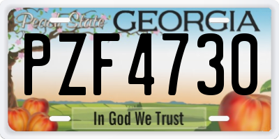 GA license plate PZF4730