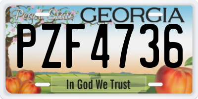 GA license plate PZF4736