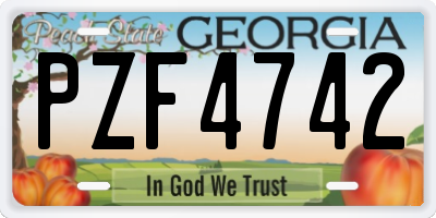GA license plate PZF4742