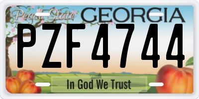 GA license plate PZF4744