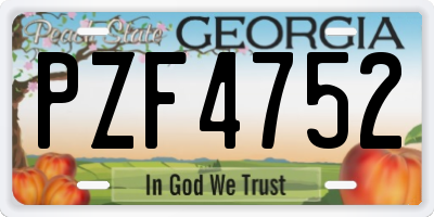 GA license plate PZF4752