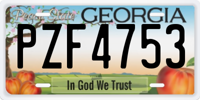 GA license plate PZF4753