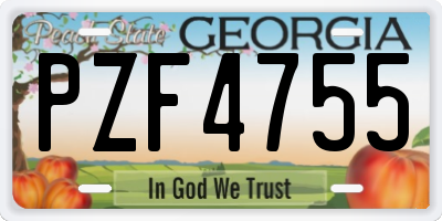 GA license plate PZF4755