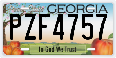 GA license plate PZF4757