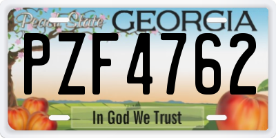 GA license plate PZF4762