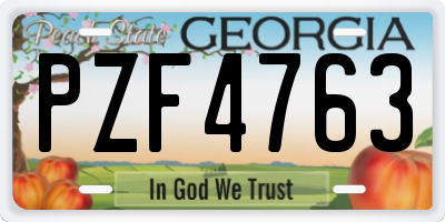 GA license plate PZF4763
