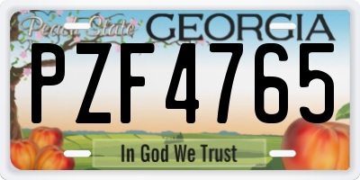 GA license plate PZF4765