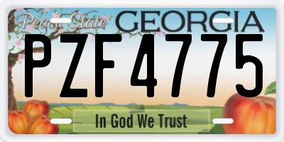 GA license plate PZF4775