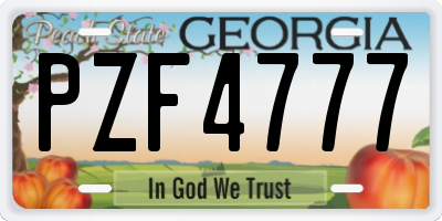GA license plate PZF4777
