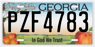 GA license plate PZF4783