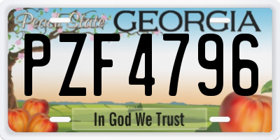 GA license plate PZF4796