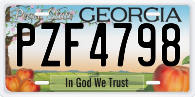 GA license plate PZF4798