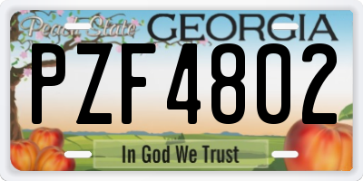 GA license plate PZF4802