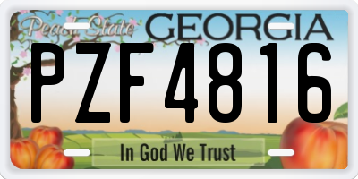 GA license plate PZF4816