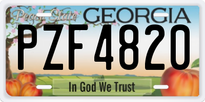 GA license plate PZF4820