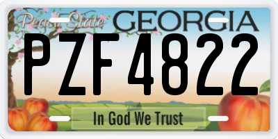 GA license plate PZF4822