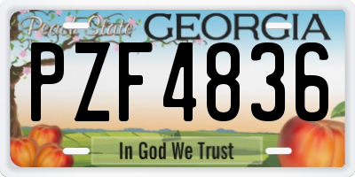 GA license plate PZF4836