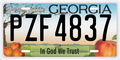 GA license plate PZF4837