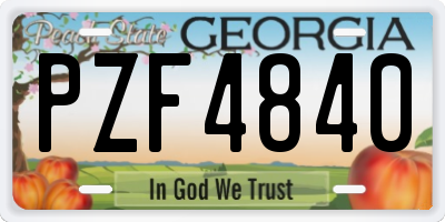 GA license plate PZF4840