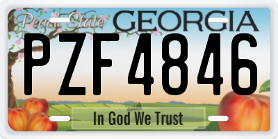 GA license plate PZF4846