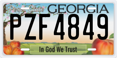 GA license plate PZF4849