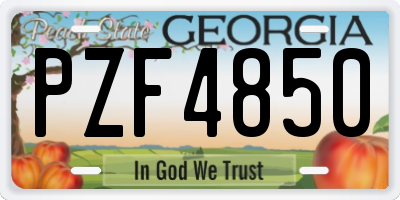 GA license plate PZF4850