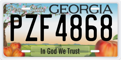 GA license plate PZF4868