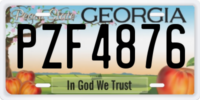 GA license plate PZF4876