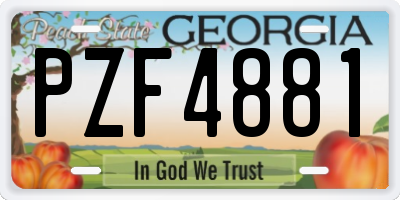 GA license plate PZF4881
