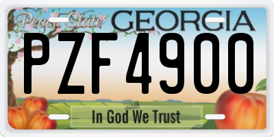 GA license plate PZF4900