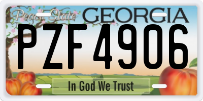 GA license plate PZF4906