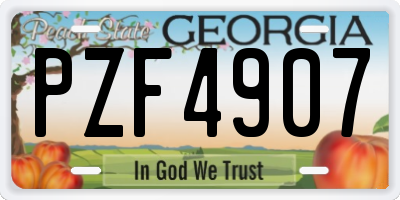 GA license plate PZF4907
