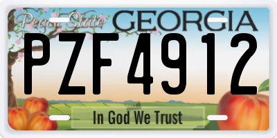 GA license plate PZF4912