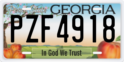 GA license plate PZF4918