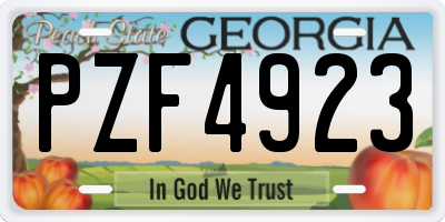 GA license plate PZF4923