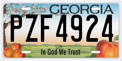 GA license plate PZF4924